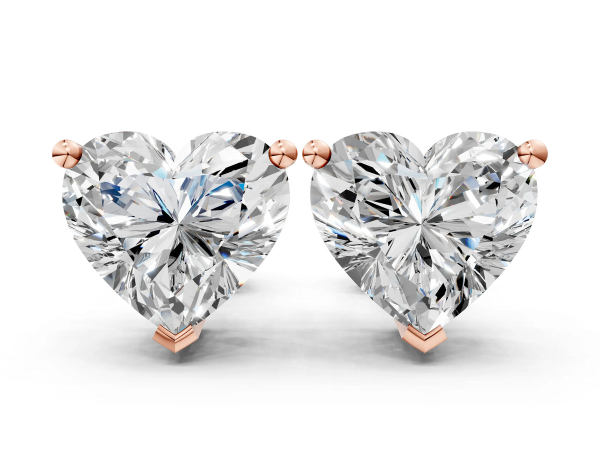 Rose gold Heart Cut Diamond Stud Earrings