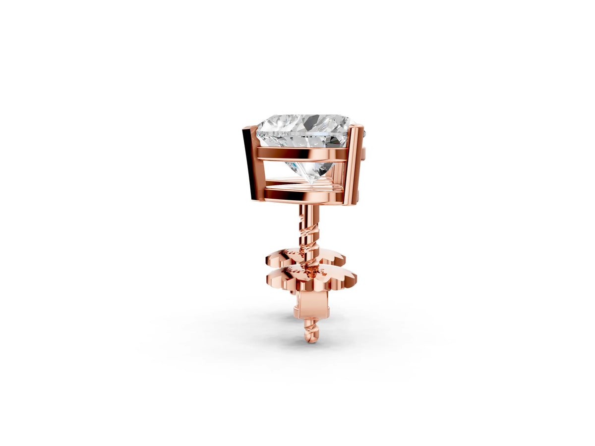 Rose gold Heart Cut Diamond Stud Earrings_2