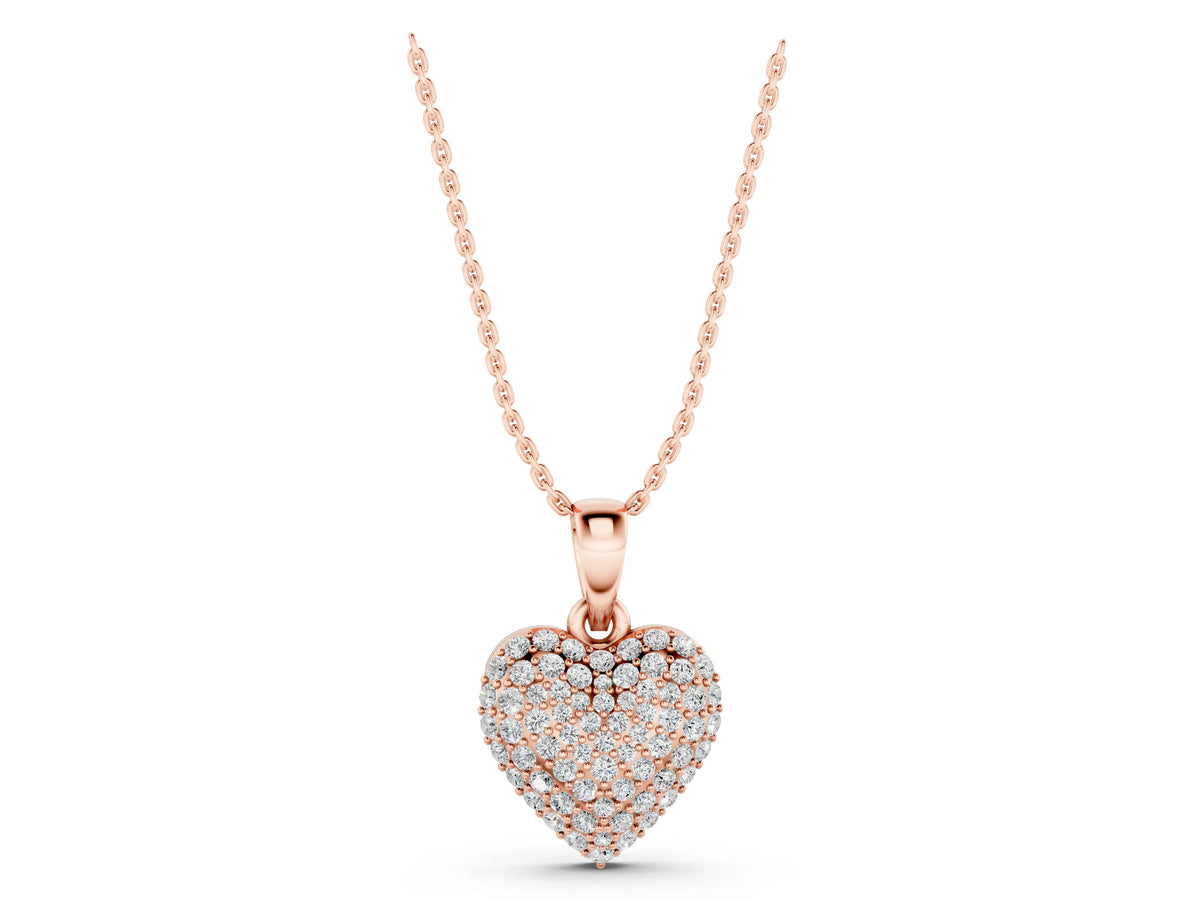 Rose gold Heart Diamond Pendant with Pavé Setting_1