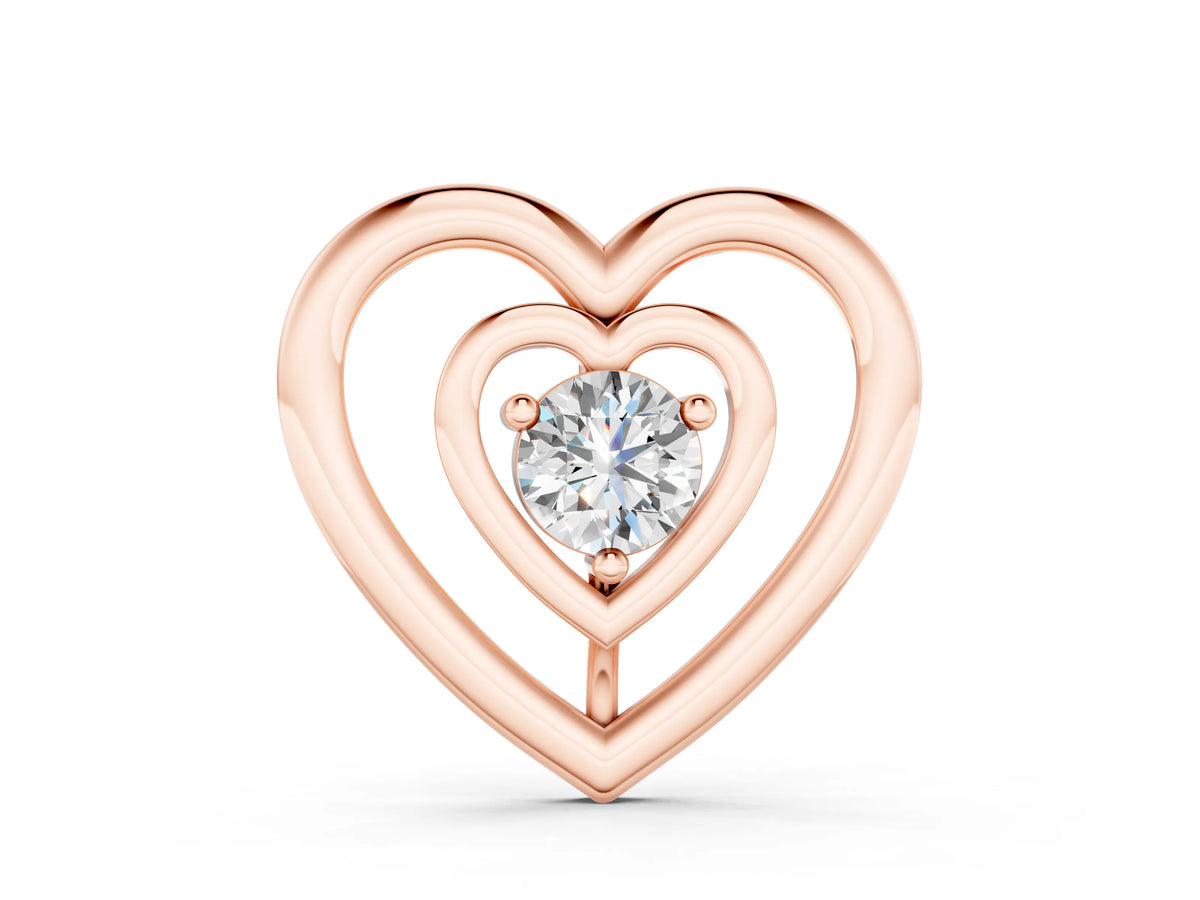 Rose gold Heart Prong Round Diamond Pendant