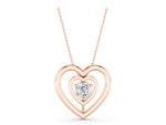 Rose gold Heart Prong Round Diamond Pendant_1