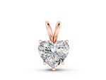 Rose gold Heart-Shaped Diamond Solitaire Pendant with Four-Prong Setting