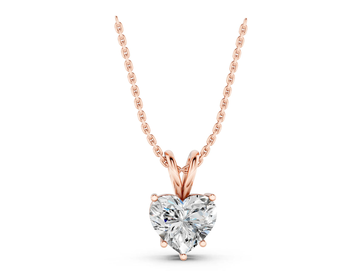 Rose gold Heart-Shaped Diamond Solitaire Pendant with Four-Prong Setting_1
