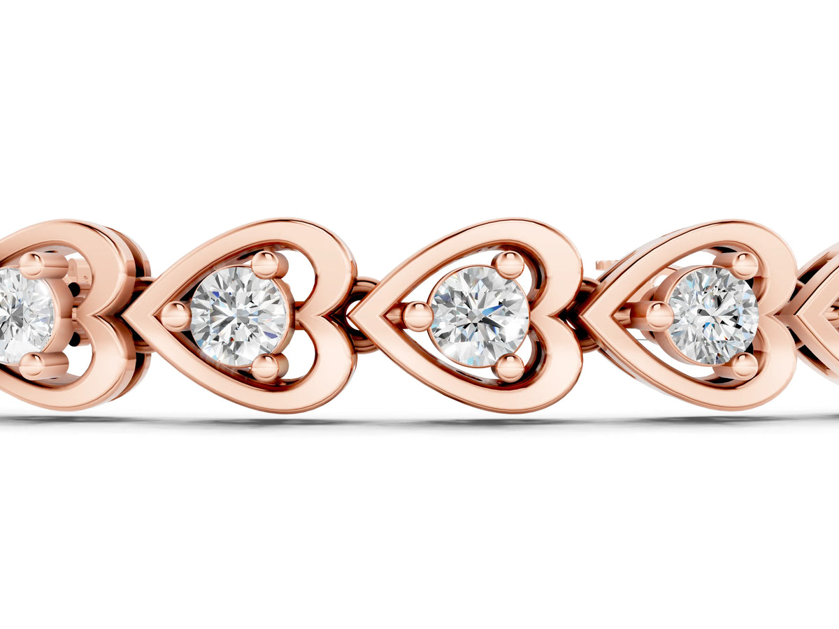 Rose gold Heart-Shaped Diamond Tennis Bracelet with Channel Setting and Four-Prong Setting_1