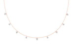 Rose gold Heart and Round Diamond Station Necklace