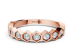 Rose gold Hexagon Pave Diamond Eternity Band with Bezel Setting