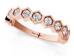 Rose gold Hexagon Pave Diamond Eternity Band with Bezel Setting_1