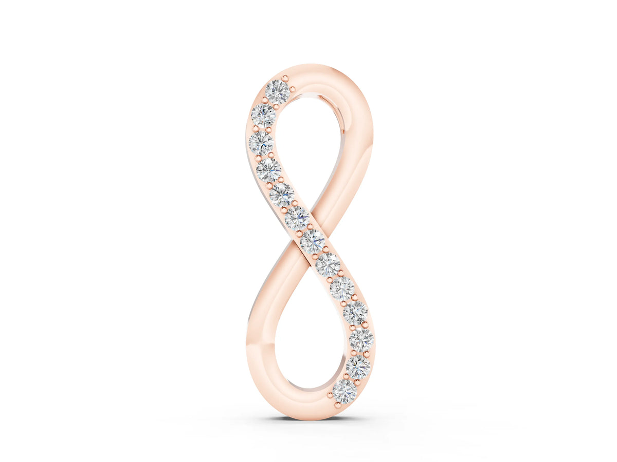 Rose gold Infinity Pendant with Round Brilliant Diamonds in Pavé Setting