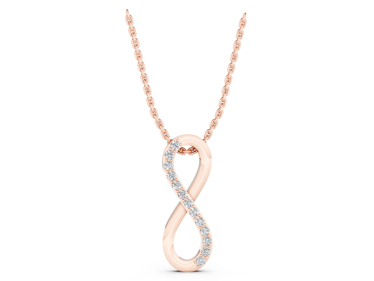 Rose gold Infinity Pendant with Round Brilliant Diamonds in Pavé Setting_1