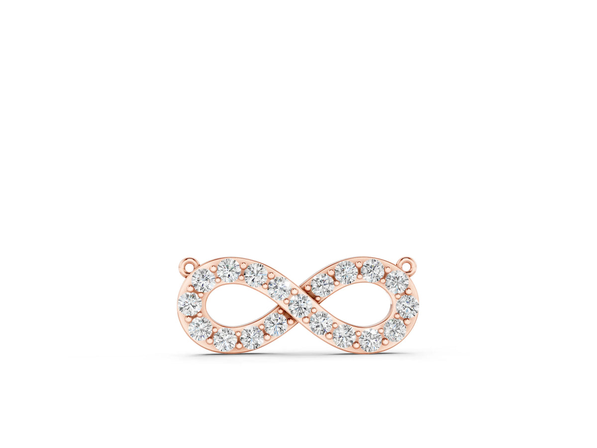 Rose gold Infinity Pendant with Round Cut Diamonds in Pavé Setting