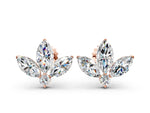 Rose gold Marquise Cluster Stud Earrings with Round Prong Setting