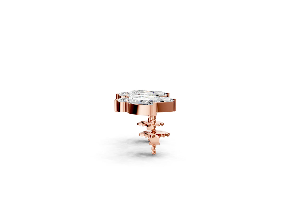 Rose gold Marquise Cluster Stud Earrings with Round Prong Setting_2
