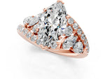 Rose gold Marquise Cut Diamond Halo Ring with Marquise and Pavé Band in Prong Setting_1