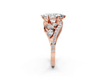 Rose gold Marquise Cut Diamond Halo Ring with Marquise and Pavé Band in Prong Setting_2