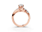 Rose gold Marquise Cut Diamond Halo Ring with Marquise and Pavé Band in Prong Setting_3