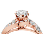 Rose gold Marquise Cut Diamond Halo Ring with Marquise and Pavé Band in Prong Setting_4