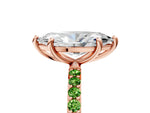 Rose gold Marquise Cut Diamond Solitaire Ring with Round Peridot Pavé Band and Prong Setting_5