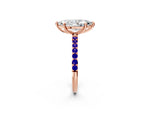 Rose gold Marquise Cut Diamond Solitaire Ring with Round Tanzanite Pavé Band and Prong Setting_2