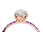 Rose gold Marquise Cut Diamond Solitaire Ring with Round Tanzanite Pavé Band and Prong Setting_4