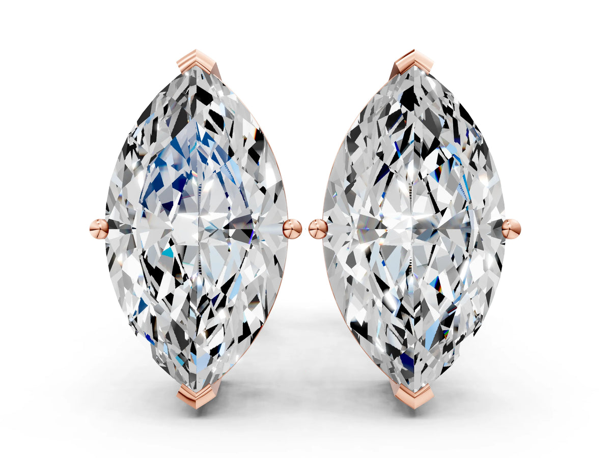 Rose gold Marquise Cut Diamond Stud Earrings