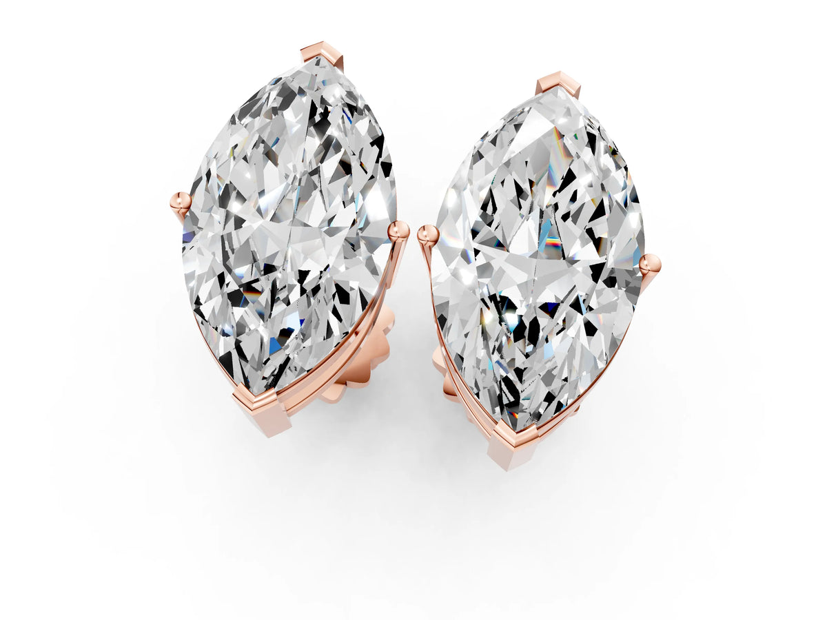 Rose gold Marquise Cut Diamond Stud Earrings_1