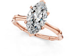 Rose gold Marquise Cut Solitaire Diamond Ring with Bamboo Band and Four-Prong Setting_1