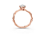 Rose gold Marquise Cut Solitaire Diamond Ring with Bamboo Band and Four-Prong Setting_3