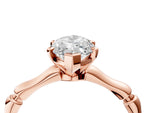 Rose gold Marquise Cut Solitaire Diamond Ring with Bamboo Band and Four-Prong Setting_4