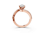Rose gold Marquise Cut Solitaire Twist Band with Pave Set Diamonds and Four-Prong Setting_3