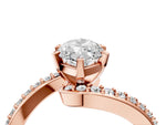 Rose gold Marquise Cut Solitaire Twist Band with Pave Set Diamonds and Four-Prong Setting_4