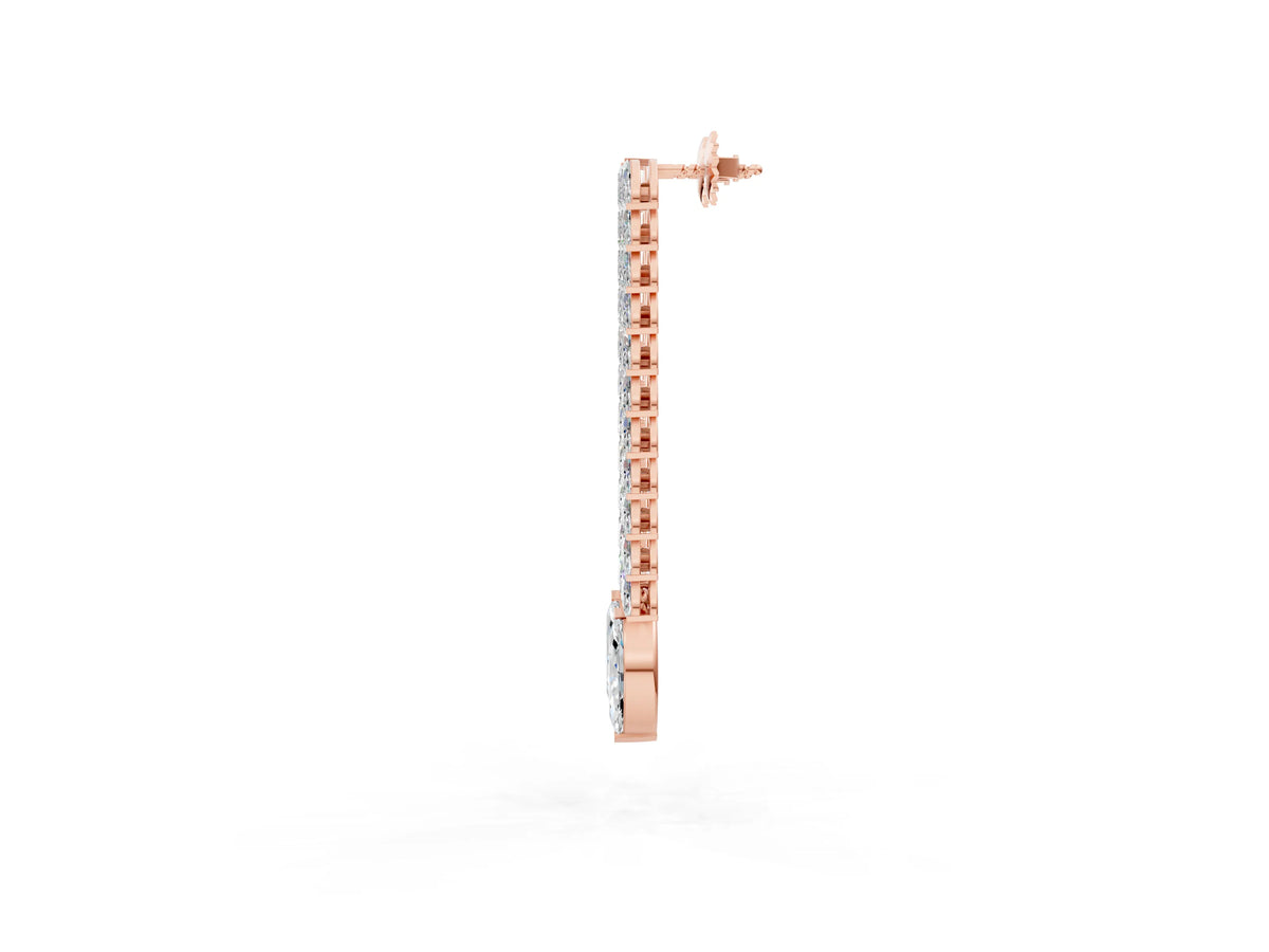 Rose gold Marquise Diamond Double Row Dangle Earrings_1