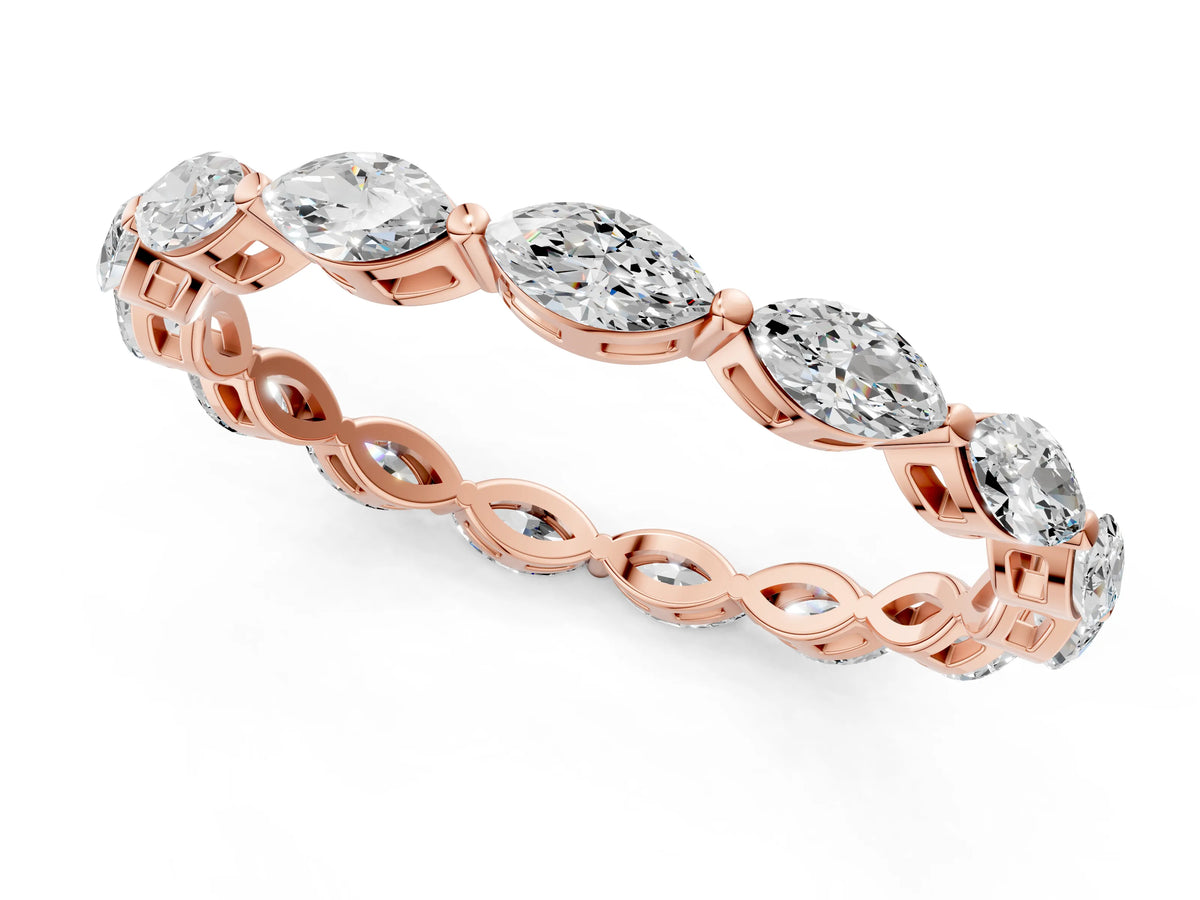Rose gold Marquise Diamond Eternity Band with U-Prong Setting_1