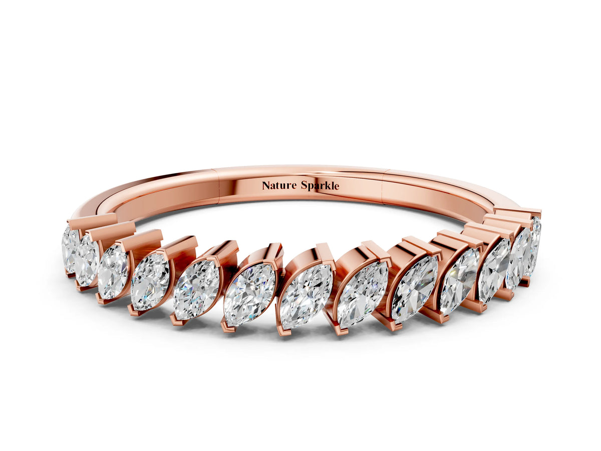 Rose gold Marquise Diamond Half-Eternity Band with Shared Prong Setting