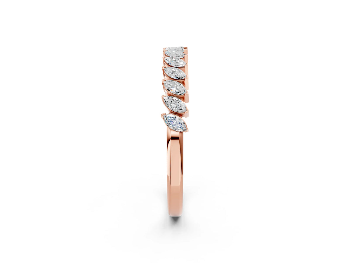 Rose gold Marquise Diamond Half-Eternity Band with Shared Prong Setting_2