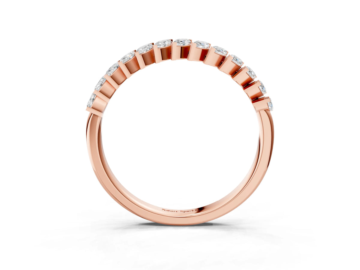 Rose gold Marquise Diamond Half-Eternity Band with Shared Prong Setting_3