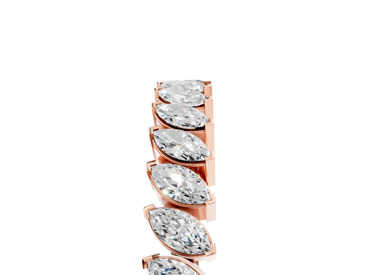 Rose gold Marquise Diamond Half-Eternity Band with Shared Prong Setting_5