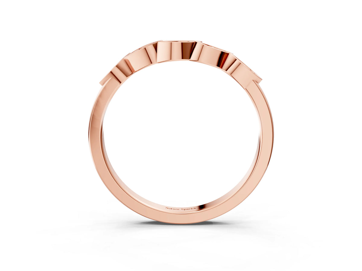 Rose gold Marquise Diamond Leaf Eternity Band with Bezel Setting_3