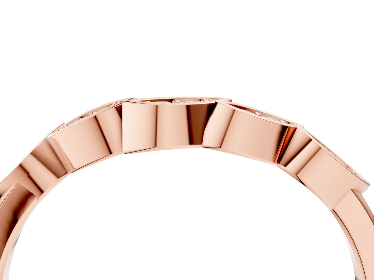 Rose gold Marquise Diamond Leaf Eternity Band with Bezel Setting_4