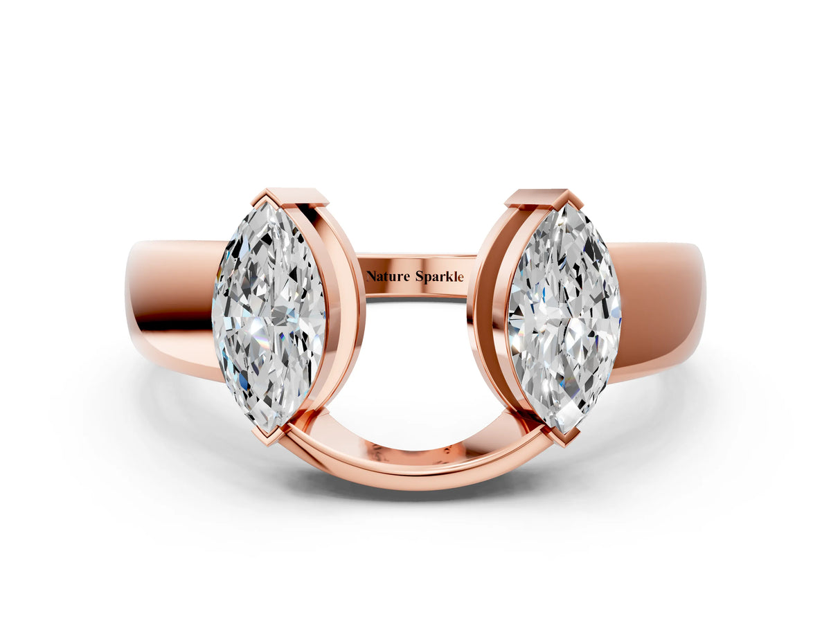 Rose gold Marquise Diamond Open Band Ring with Tension Setting