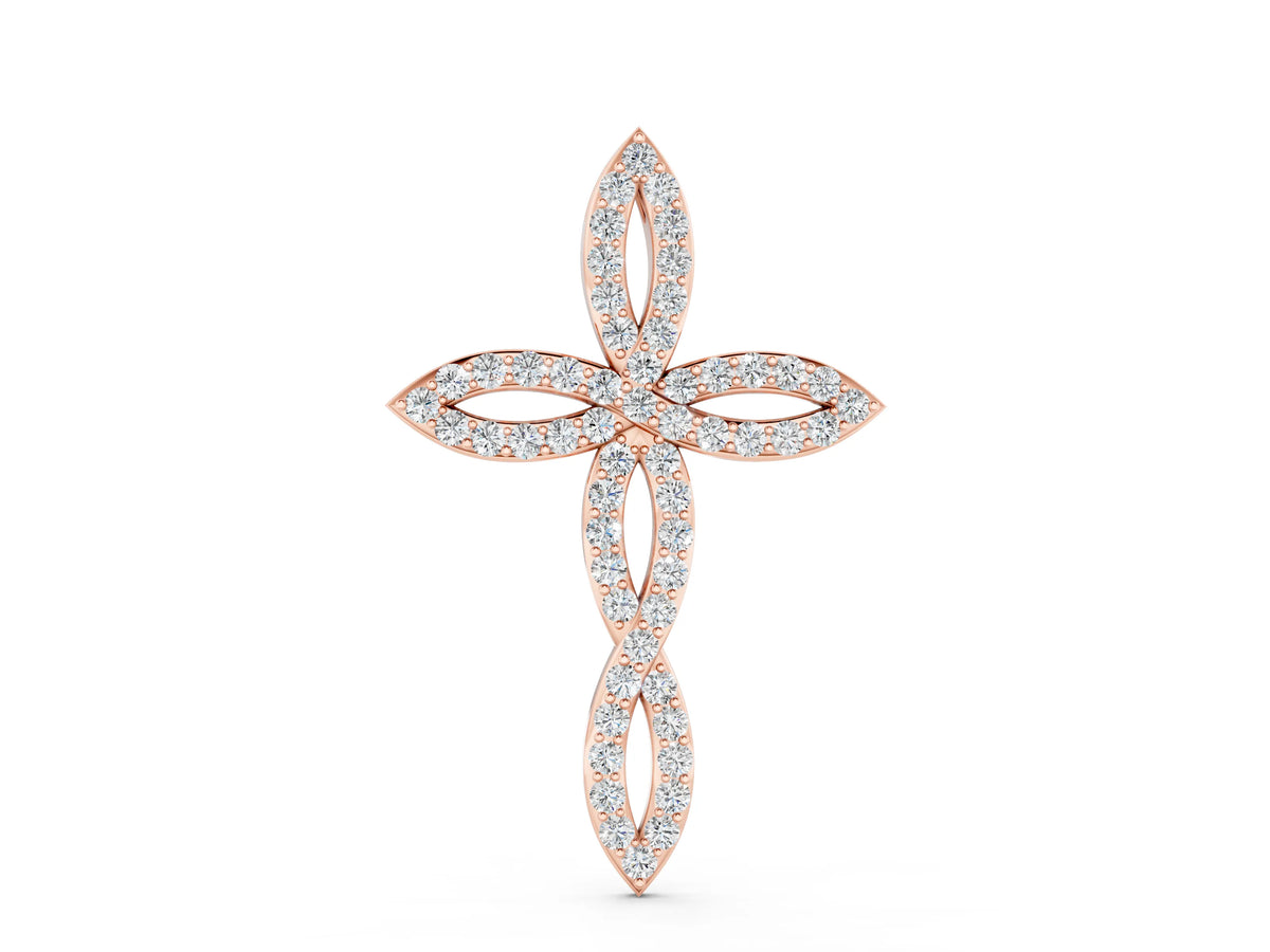 Rose gold Marquise Diamond Pavé Cross Pendant