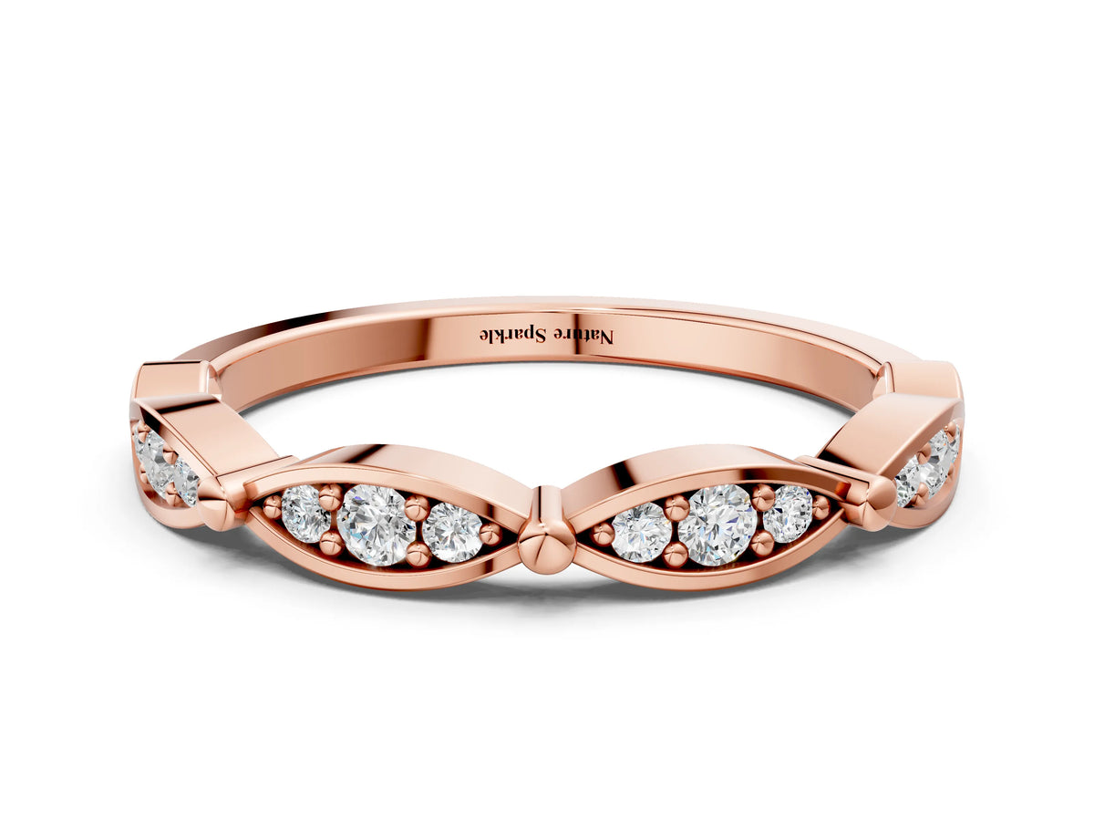 Rose gold Marquise Diamond Pavé Eternity Band with Bezel Setting