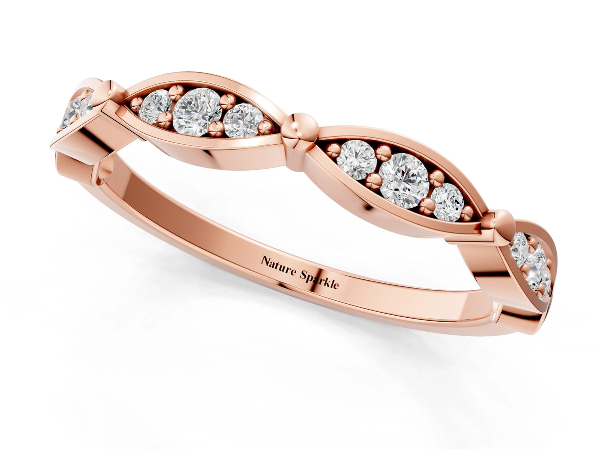 Rose gold Marquise Diamond Pavé Eternity Band with Bezel Setting_1