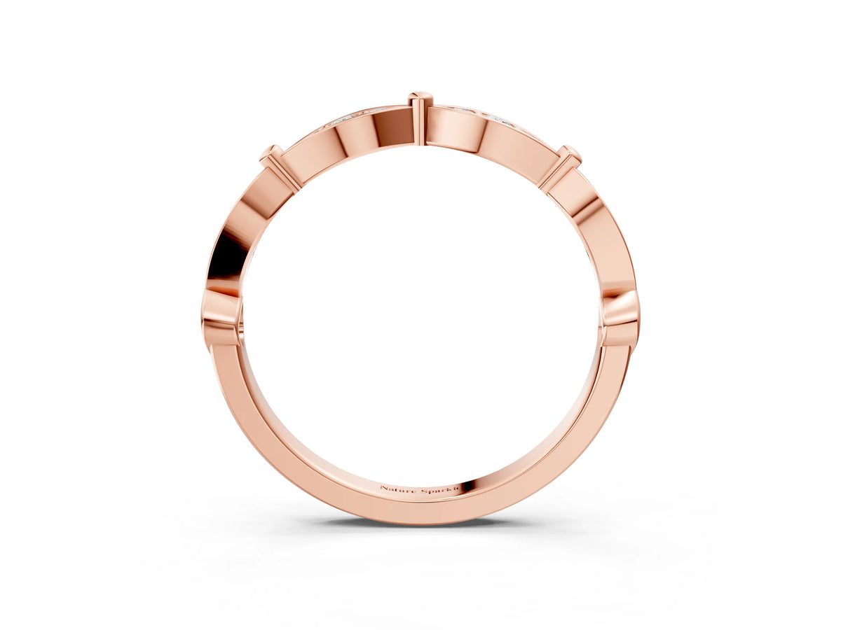Rose gold Marquise Diamond Pavé Eternity Band with Bezel Setting_3