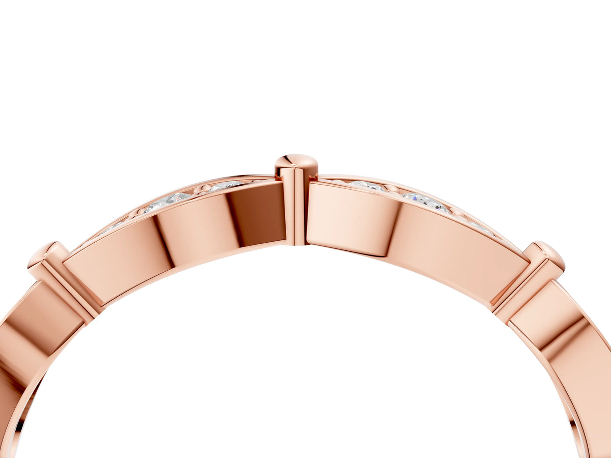 Rose gold Marquise Diamond Pavé Eternity Band with Bezel Setting_4