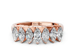 Rose gold Marquise Diamond Prong Set White Gold Curved Band