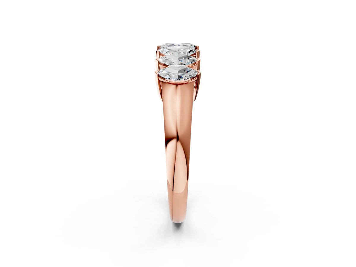 Rose gold Marquise Diamond Prong Set White Gold Curved Band_2