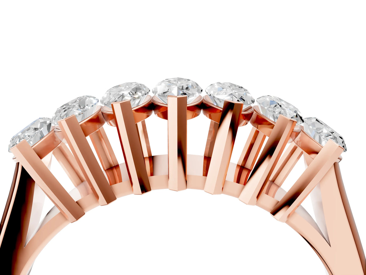 Rose gold Marquise Diamond Prong Set White Gold Curved Band_4