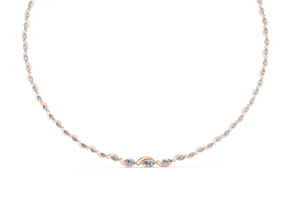 Rose gold Marquise Diamond Riviera Necklace