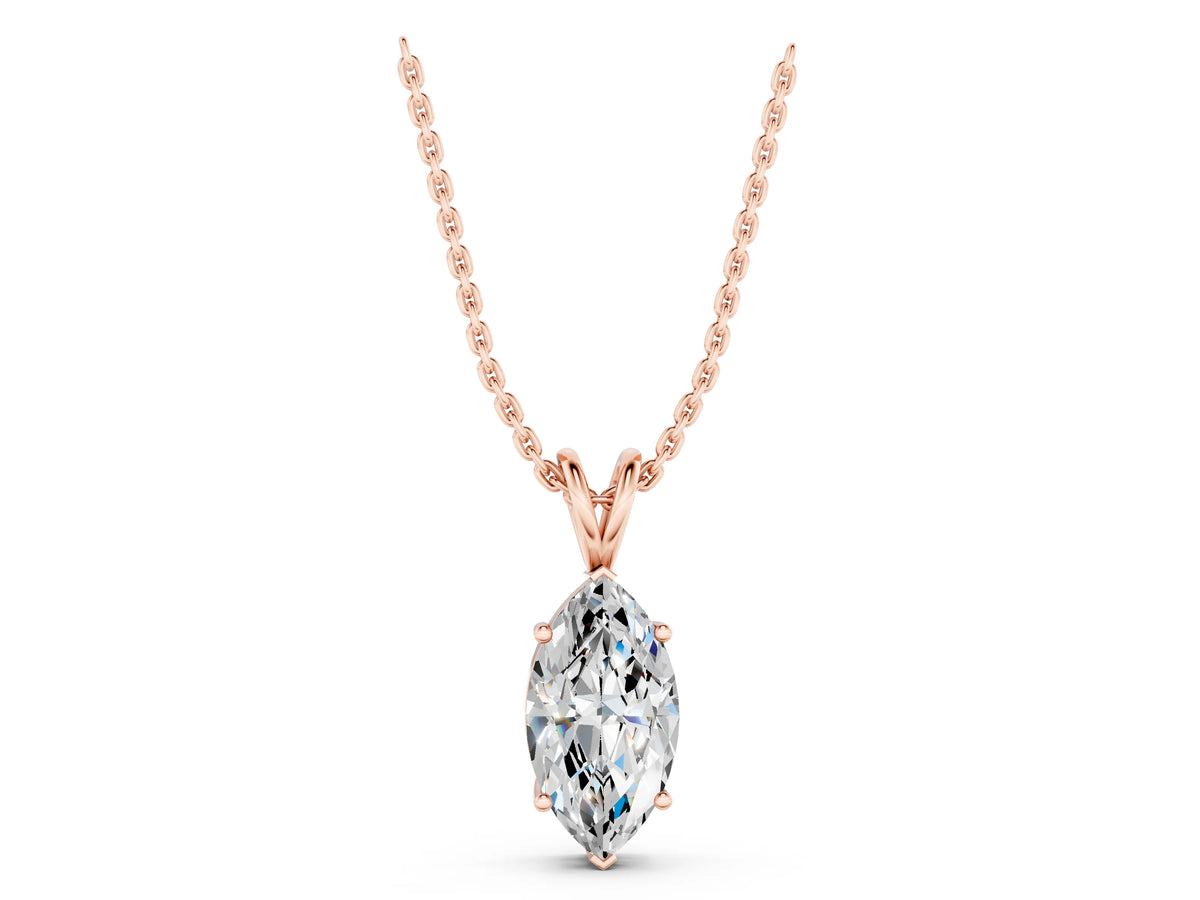Rose gold Marquise Diamond Solitaire Pendant with Prong Setting_1