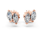 Rose gold Marquise Diamond Two Stone Stud Earrings